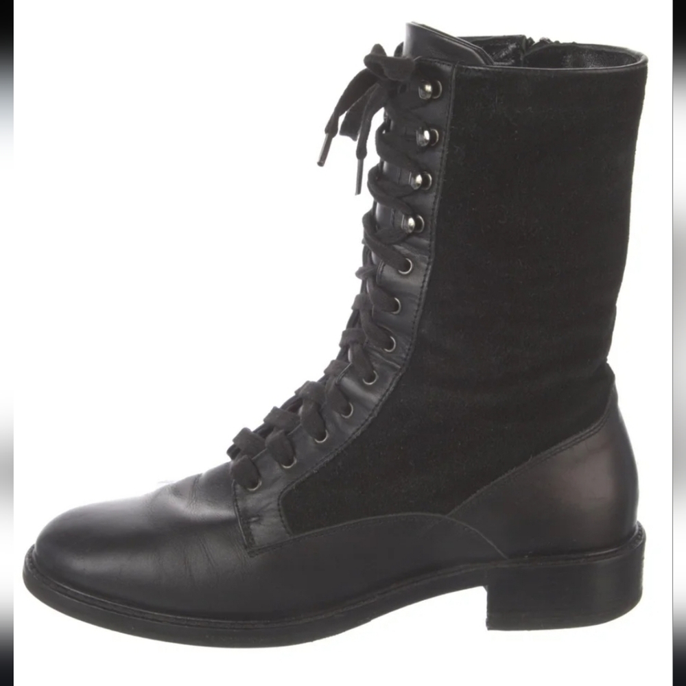 Aquatalia Brigatta Suede/Leather Combat Boot Women's Sz 8.5